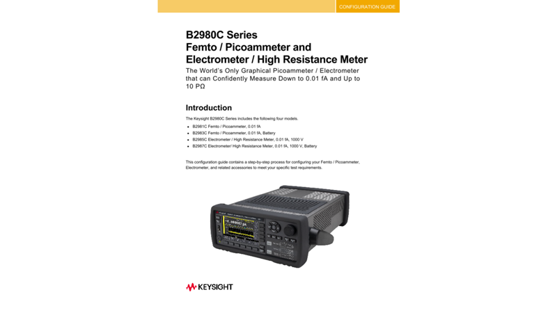 B2980C Series Femto / Picoammeter and Electrometer / High Resistance Meter